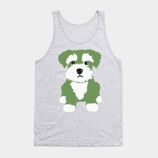 Little Green Miniature Schnauzer Puppy on A Pink Background Tank Top